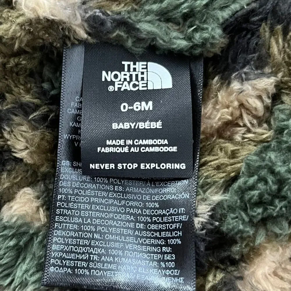 The North Face Baby Oso Fleece Bear Ear Hat Beanie Camo 0-6M NWOT Sherpa